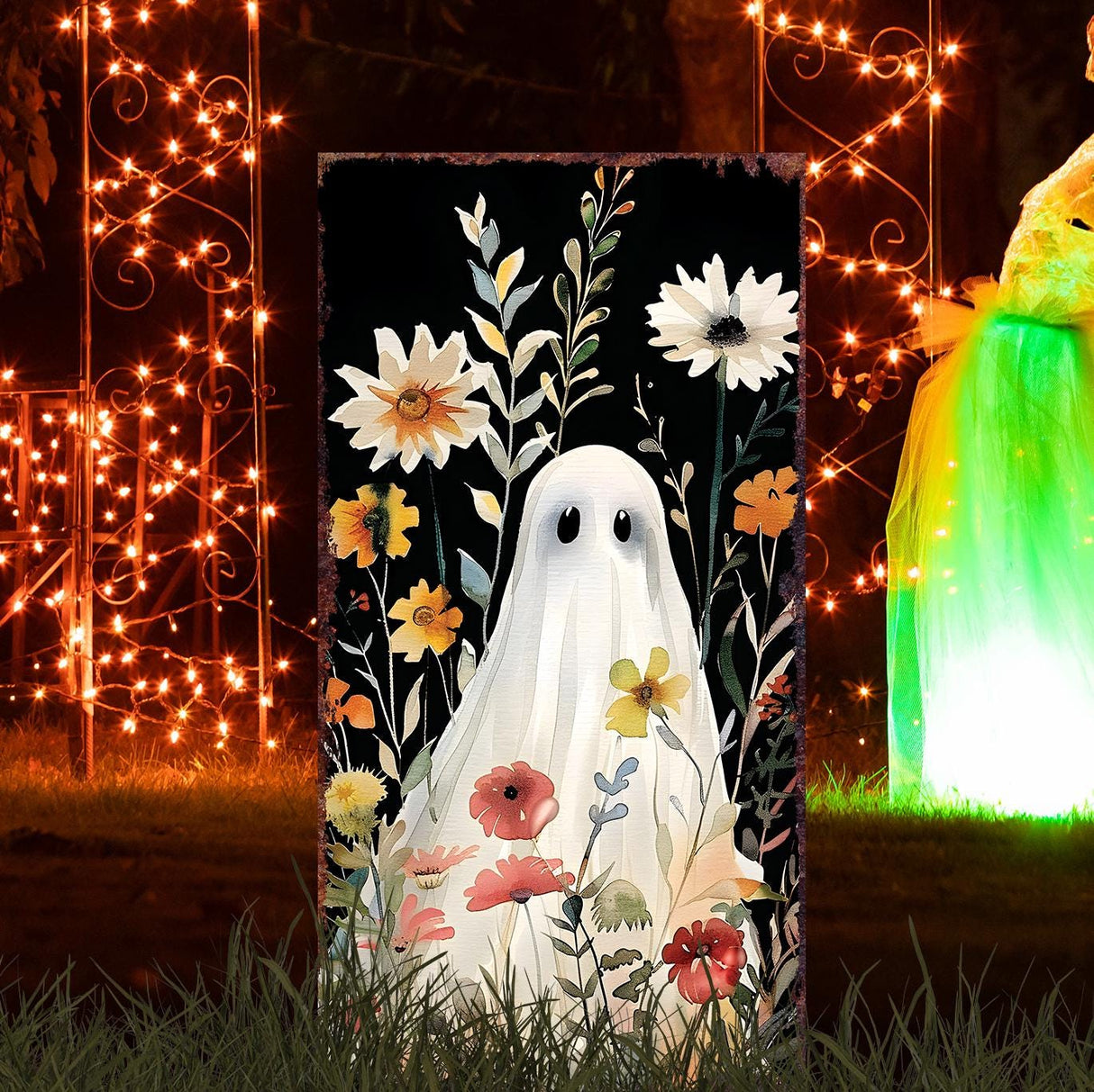 30-Inch Watercolor Ghost Garden Stake