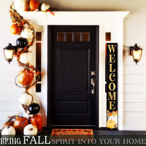 72in Fall Welcome Porch Sign - Front Porch Fall Black Welcome Sign with Vintage Autumn Decoration, Rustic Thanksgiving Decor for Outdoor