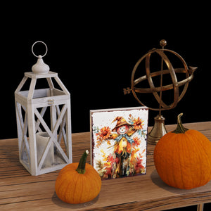 15in Fall Scarecrow Table Decor - Wooden Fall Decor Autumn Tabletop Sign Decor for Home, Farmhouse Harvest Holiday Indoor Party Decor