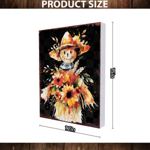 15in Fall Scarecrow Table Decor - Fall Decor Autumn Tabletop Sign Decor for Home, Farmhouse Harvest Holiday Indoor Party Decor - Wooden