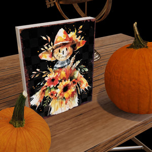 15in Fall Scarecrow Table Decor - Fall Decor Autumn Tabletop Sign Decor for Home, Farmhouse Harvest Holiday Indoor Party Decor - Wooden