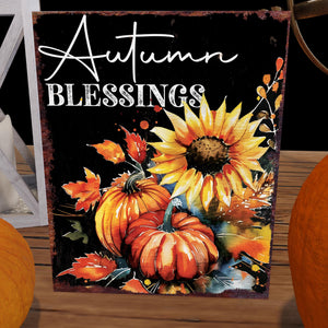 15in Autumn Blessings Sunflower Table Decor | Fall Tabletop Sign | Farmhouse Harvest Holiday Indoor Decor