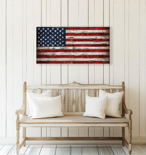 Rustic Wooden American Flag | Distressed Wood Flag Art | Pallet American Flag | UV Print | 4 Sizes