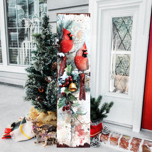 48in Cardinals Christmas Porch Sign - Christmas Decoration | Holiday Entryway Decor |  Front Porch Christmas Plaque | UV Print | 48x12in