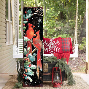 48in Christmas Porch Sign Cardinals -  Front Porch Christmas Plaque | Christmas Entryway Decor |  Holiday Decoration |  UV Print | 48x12in