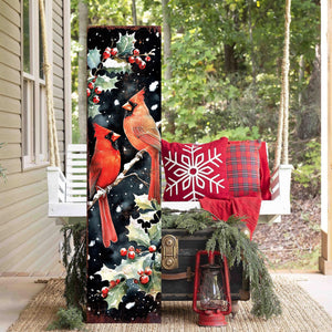 Christmas Porch Sign Cardinals | Front Porch Christmas Plaque | Entryway Holiday Decor | UV Print