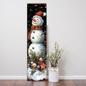 48in Snowman Christmas Porch Sign - Front Porch Christmas Plaque | Holiday Decoration | Winter Entryway Decor | Wood, UV Print | 48x12in