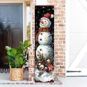 48in Snowman Christmas Porch Sign - Front Porch Christmas Plaque | Holiday Decoration | Winter Entryway Decor | Wood, UV Print | 48x12in