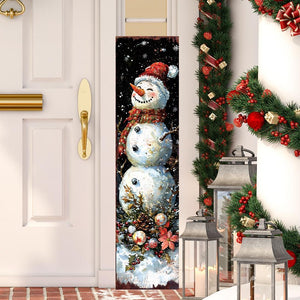 48in Snowman Christmas Porch Sign - Front Porch Christmas Plaque | Holiday Decoration | Winter Entryway Decor | Wood, UV Print | 48x12in