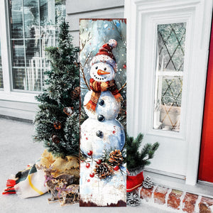Snowman Christmas Porch Sign | Front Porch Plaque | Winter Entryway Decor | Holiday Decoration | Wood, UV Print