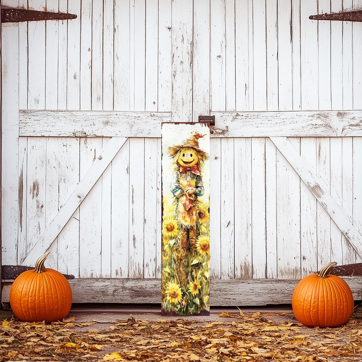 48in Fall Scarecrow Porch Sign -  Fall Plaque Front Porch with Autumn Decoration | Harvest Decor UV Print | Entryway Fall Decor | 48x12