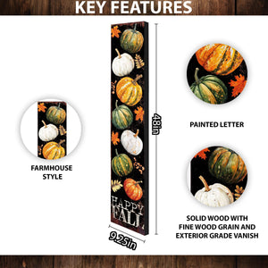 48in Happy Fall Porch Sign with Pumpkins Pattern | Front Porch Fall Plaque | Autumn Decoration | Entryway Harvest Decor | 48x9.25in