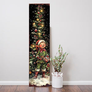 48in Christmas Elf Porch Sign - Christmas Front Porch Plaque | Christmas Decoration | Christmas Entryway Decor | UV Print | 48x12in