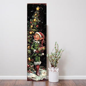 48in Christmas Elf Porch Sign - Holiday Front Porch Plaque | Christmas Decoration | Christmas Entryway Decor | UV Print | 48x12in