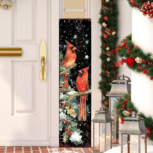 48in Christmas Porch Sign Cardinals -  Christmas Entryway Decor |  Holiday Decoration | Front Porch Christmas Plaque | UV Print | 48x12in