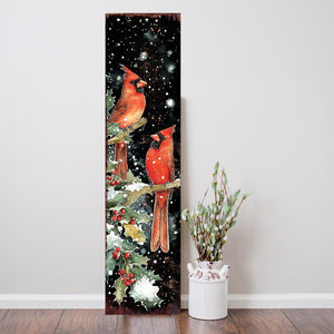 48in Christmas Porch Sign Cardinals -  Christmas Entryway Decor |  Holiday Decoration | Front Porch Christmas Plaque | UV Print | 48x12in