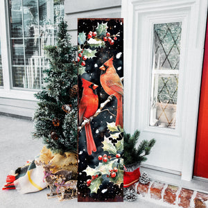 Christmas Porch Sign Cardinals | Front Porch Christmas Plaque | Entryway Holiday Decor | UV Print