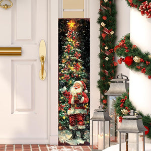 48in Santa Christmas Porch Sign - Front Porch Christmas Plaque |  Holiday Decoration | Winter Entryway Decor | Wood, UV Print | 48x12in