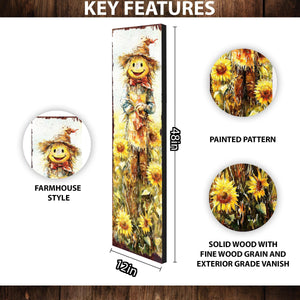 48in Fall Scarecrow Porch Sign -  Fall Plaque Front Porch with Autumn Decoration | Harvest Decor UV Print | Entryway Fall Decor | 48x12