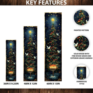 Hanukkah and Christmas Porch Sign | Menorah & Tree Design | Entryway Decor | UV Print | 3 Sizes