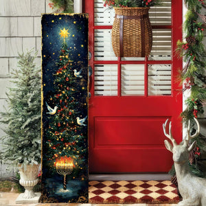 Hanukkah and Christmas Porch Sign | Menorah & Tree Design | Entryway Decor | UV Print | 3 Sizes