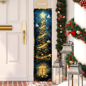 Hanukkah and Christmas Porch Sign | Menorah & Tree Design | Entryway Decor | UV Print | 3 Sizes