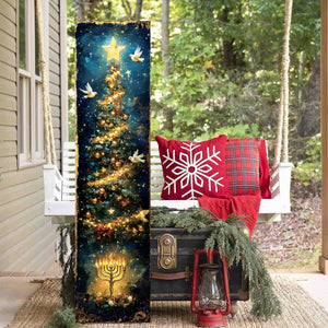 Hanukkah and Christmas Porch Sign | Menorah & Tree Design | Entryway Decor | UV Print | 3 Sizes