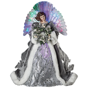 Ivory Lace Fiber Optic Angel Tree Topper – 16 Inch