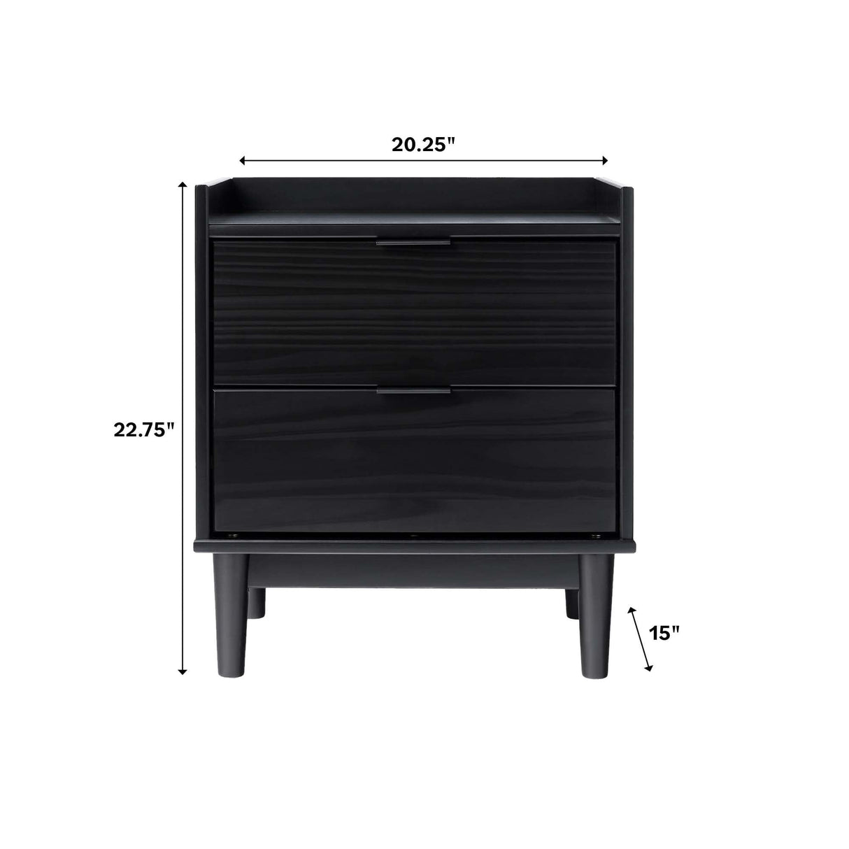 Illuminated Solid Wood Nightstand with 2 Drawers - Nightstands