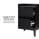 Illuminated Solid Wood Nightstand with 2 Drawers - Nightstands
