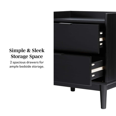 Illuminated Solid Wood Nightstand with 2 Drawers - Nightstands