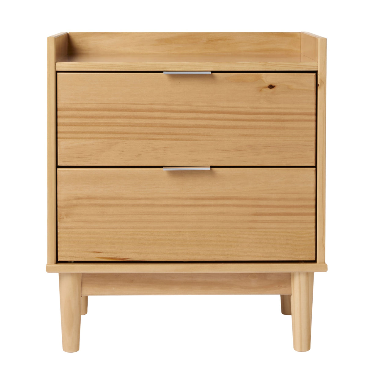 Illuminated Solid Wood Nightstand with 2 Drawers - Nightstands