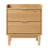 Illuminated Solid Wood Nightstand with 2 Drawers - Nightstands