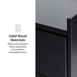 Illuminated Solid Wood Nightstand with 2 Drawers - Nightstands