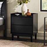 Illuminated Solid Wood Nightstand with 2 Drawers - Nightstands
