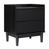 Illuminated Solid Wood Nightstand with 2 Drawers - Nightstands