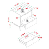 Illuminated Solid Wood Nightstand with 2 Drawers - Nightstands