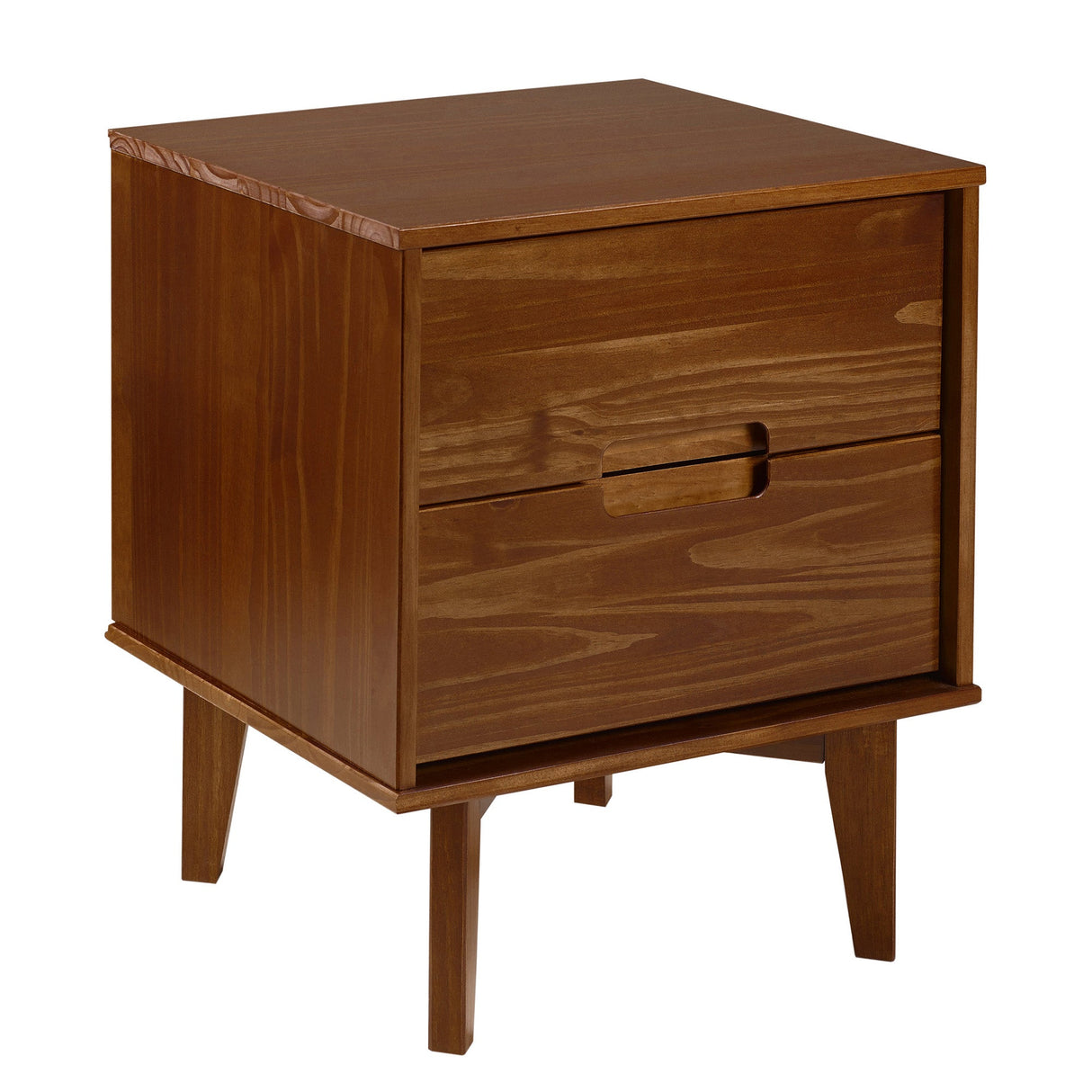 Illumined Solid Wood Nightstand with Cutout Handles and 2 Drawers - Nightstands