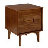Illumined Solid Wood Nightstand with Cutout Handles and 2 Drawers - Nightstands