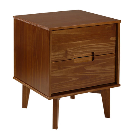 Illumined Solid Wood Nightstand with Cutout Handles and 2 Drawers - Nightstands