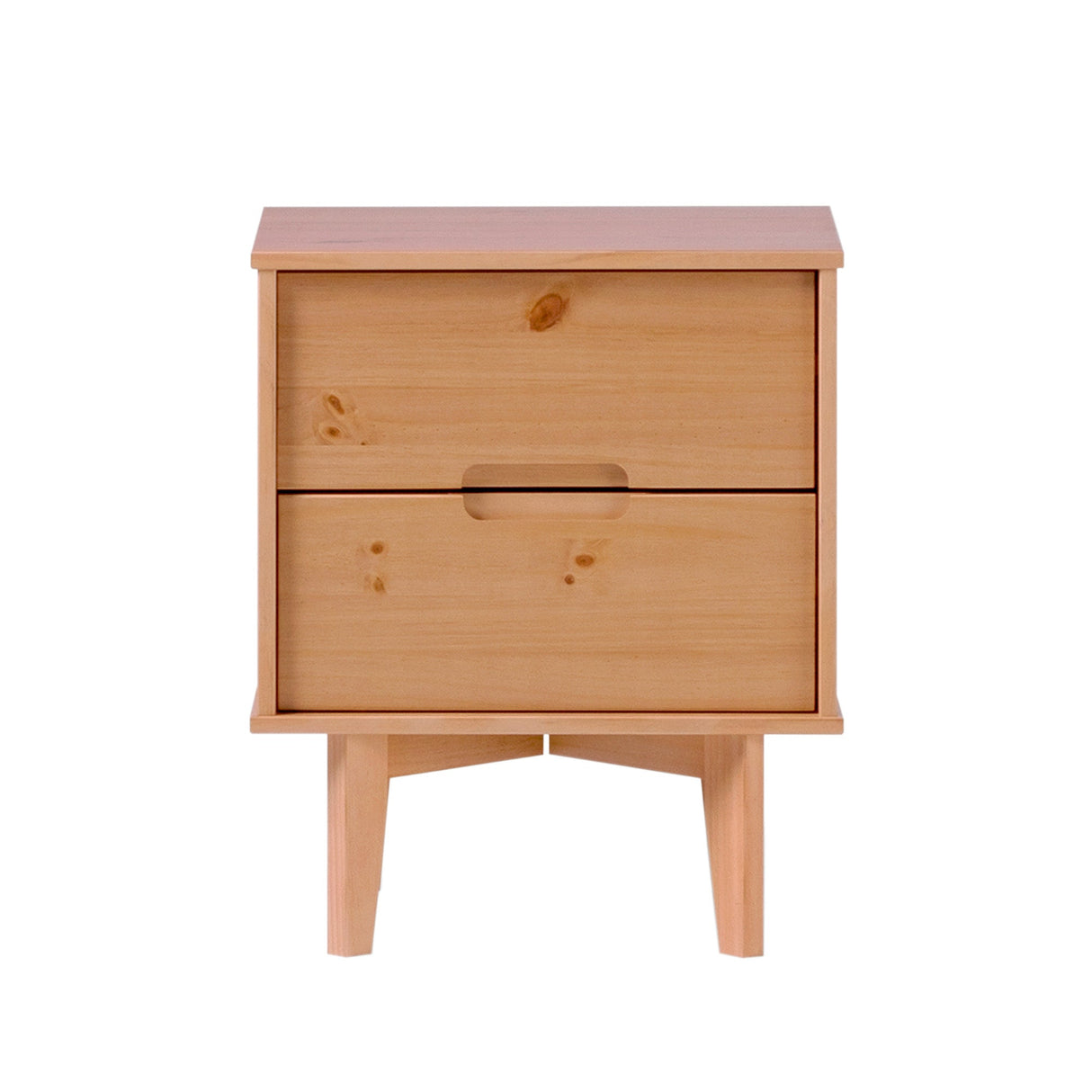 Illumined Solid Wood Nightstand with Cutout Handles and 2 Drawers - Nightstands