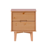 Illumined Solid Wood Nightstand with Cutout Handles and 2 Drawers - Nightstands