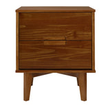 Illumined Solid Wood Nightstand with Cutout Handles and 2 Drawers - Nightstands
