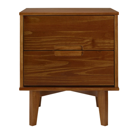 Illumined Solid Wood Nightstand with Cutout Handles and 2 Drawers - Nightstands