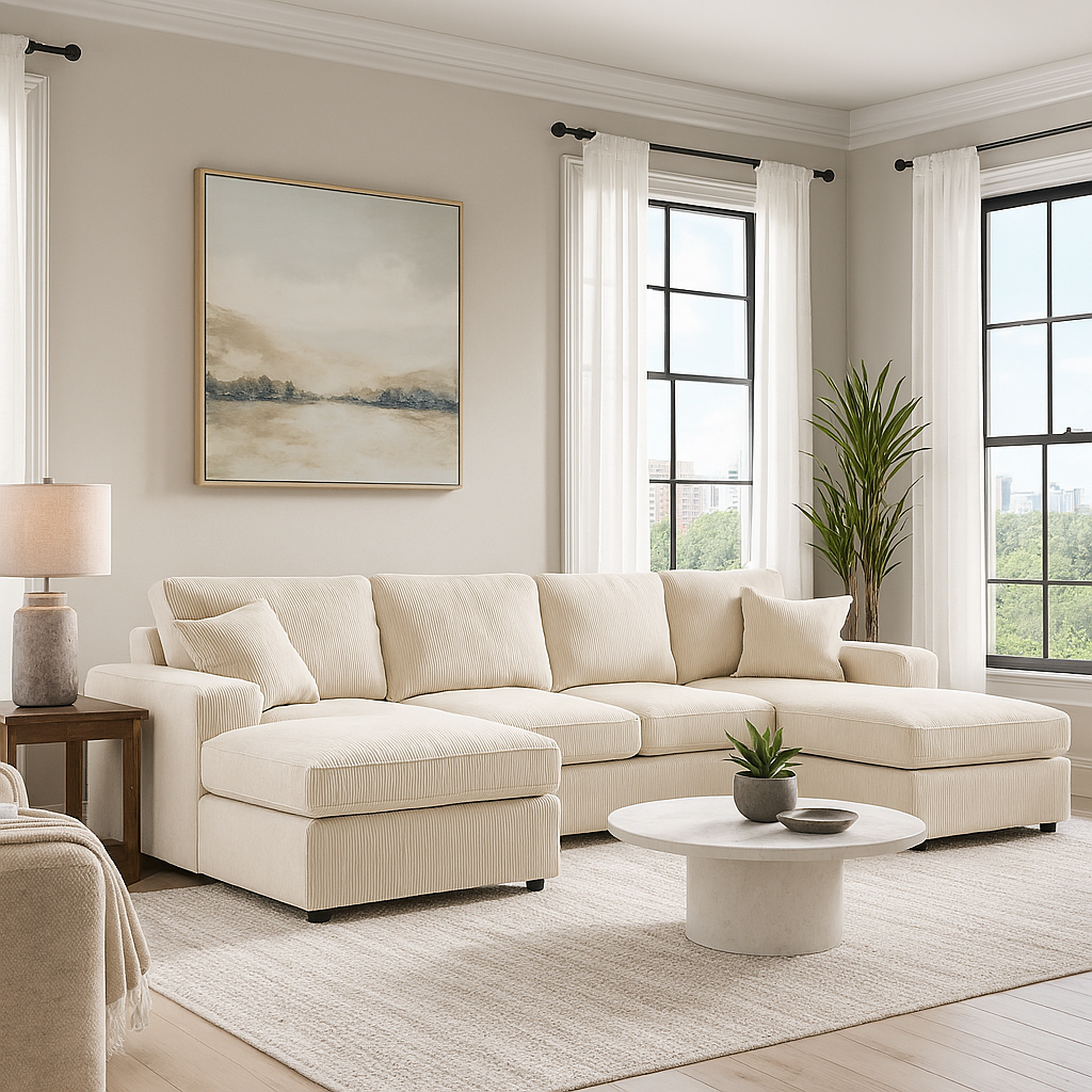 The Sara Modular Corduroy U-Shaped Sectional Sofa