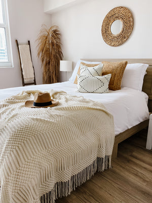 Khera Throw Blanket 51x78 Inch 100% Acrylic Cozy Cream