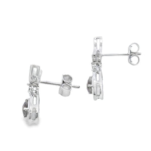 .47ct Quartz Diamond Dangle Earrings 10KT White Gold