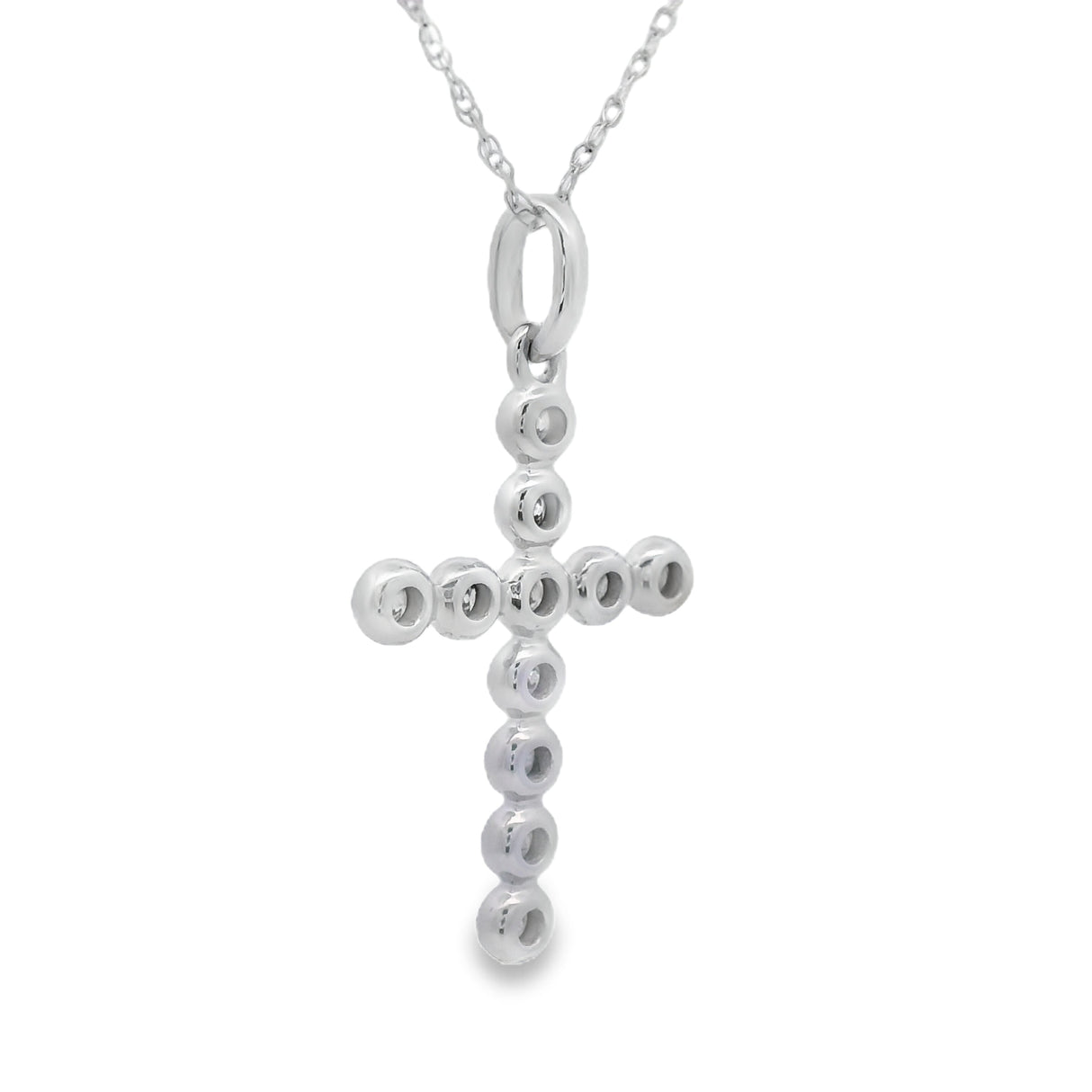 .12ct Diamond Cross Religious Pendant 14KT White Gold