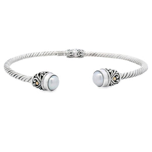 Pearl Bangle Bracelet Sterling Silver 18KT Gold