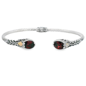 Garnet Bangle Bracelet Sterling Silver 18KT Gold